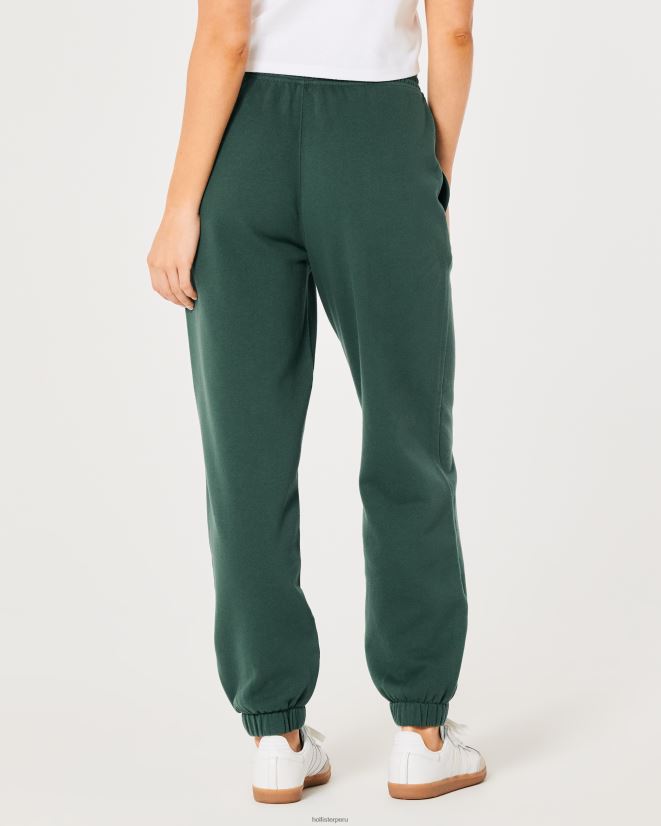 educación física Hollister joggers de tiro superalto con logo en la cintura verde oscuro 086N62690 mujer fondos