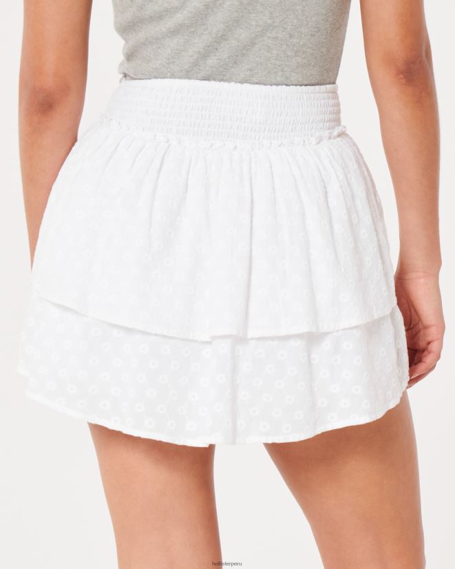 educación física Hollister falda pantalón de tiro muy alto con capas bordadas blanco 086N62549 mujer fondos