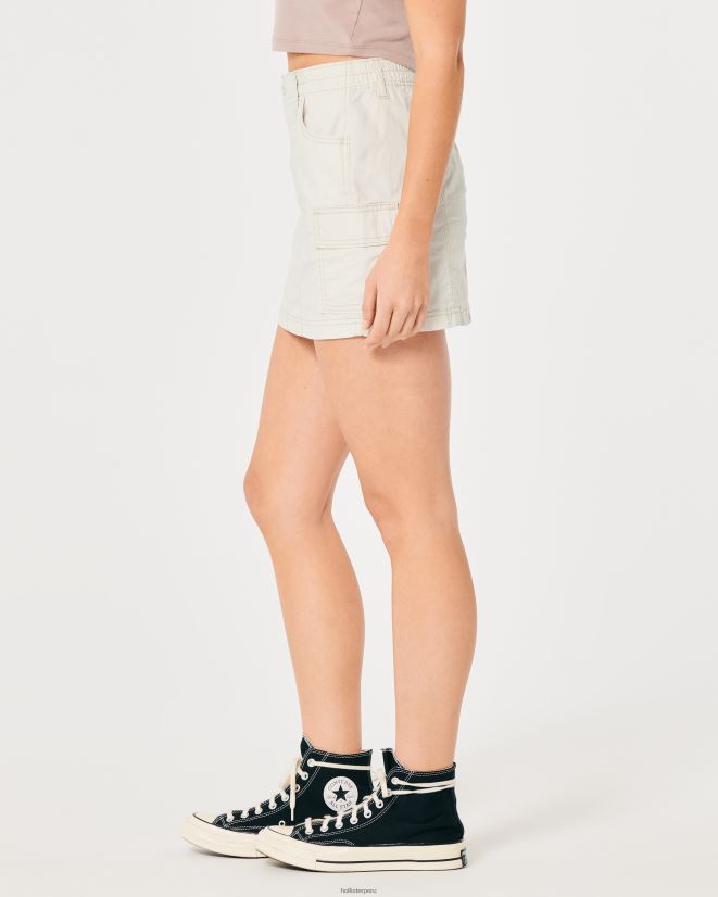 educación física Hollister minifalda cargo de popelina de tiro alto crema 086N62534 mujer fondos