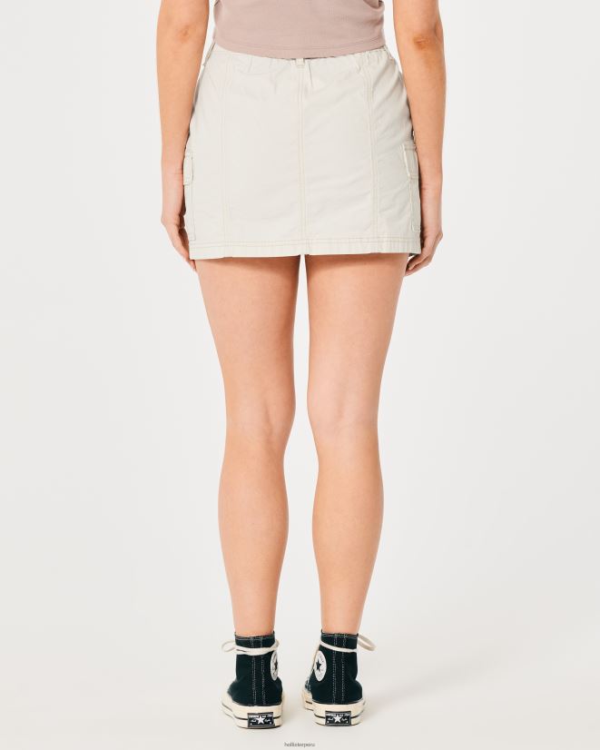 educación física Hollister minifalda cargo de popelina de tiro alto crema 086N62534 mujer fondos