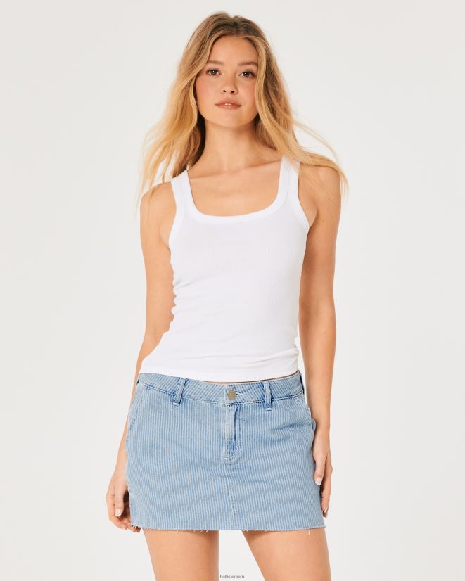 educación física Hollister minifalda de carpintero de tiro bajo con rayas ferroviarias franja de lavado claro 086N62724 mujer fondos