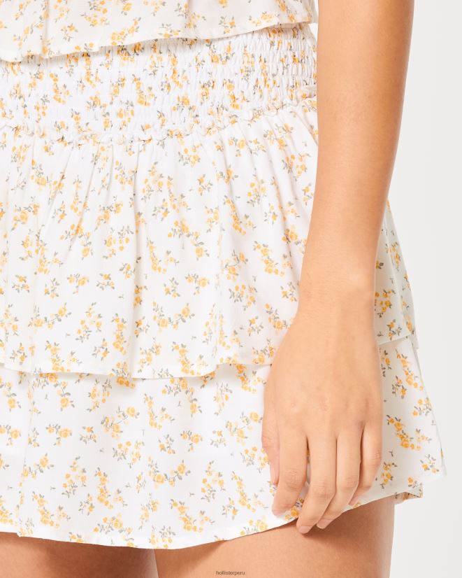 educación física Hollister minifalda escalonada de tiro superalto flores blancas 086N62721 mujer fondos