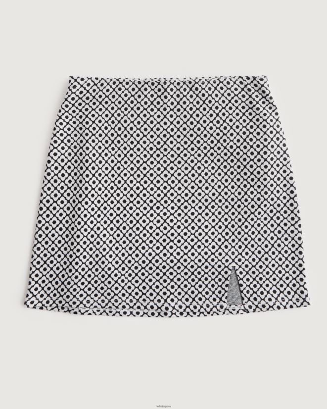educación física Hollister minifalda estampada de tiro superalto patrón negro 086N62770 mujer fondos
