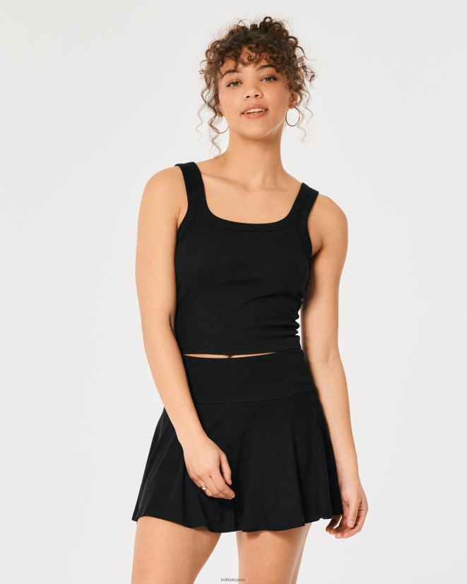 educación física Hollister minifalda skater de tiro superalto negro 086N62483 mujer fondos