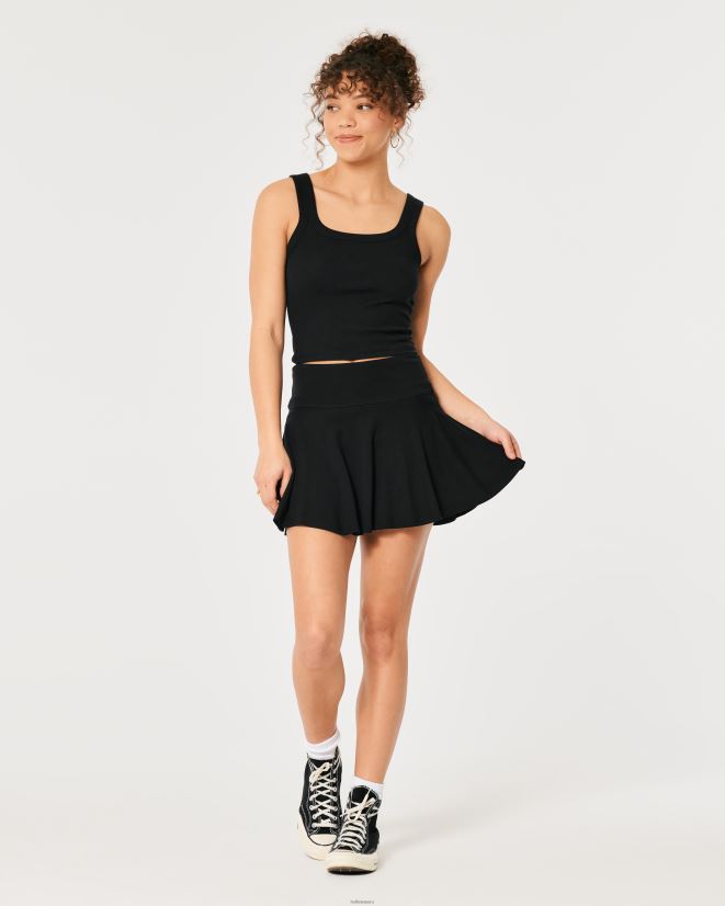 educación física Hollister minifalda skater de tiro superalto negro 086N62483 mujer fondos