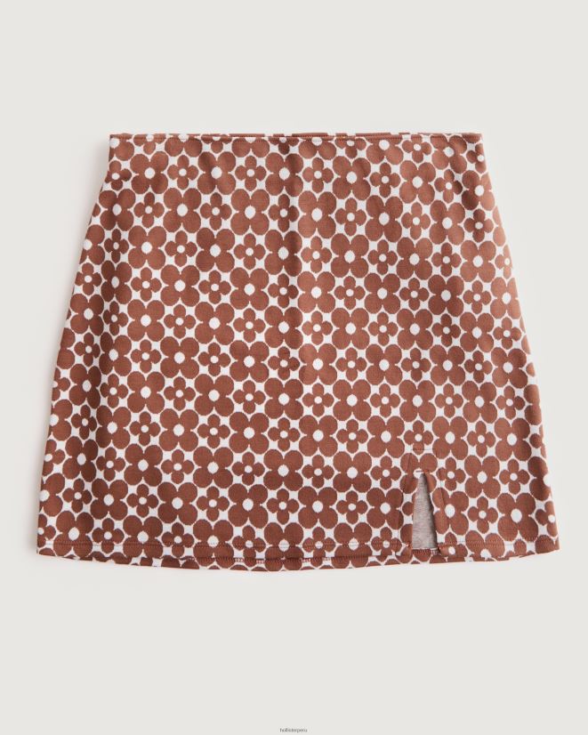 educación física Hollister minifalda tejida de tiro superalto patrón marrón 086N62775 mujer fondos