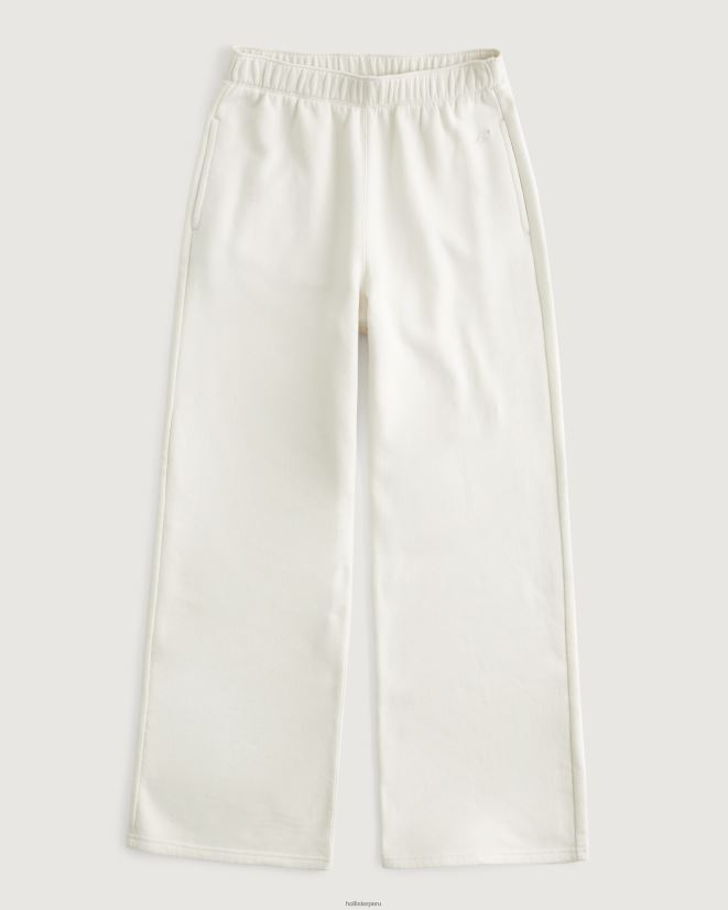 educación física Hollister Feel Good pantalones anchos de felpa con tiro superalto crema 086N62494 mujer fondos