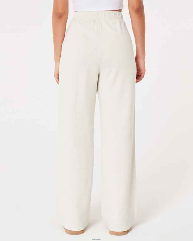 educación física Hollister Feel Good pantalones anchos de felpa con tiro superalto crema 086N62494 mujer fondos