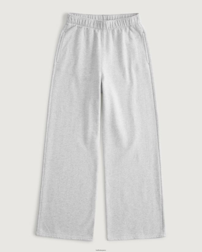 educación física Hollister Feel Good pantalones anchos de felpa con tiro superalto gris jaspeado claro 086N62491 mujer fondos