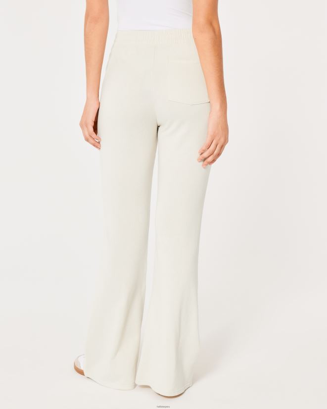 educación física Hollister pantalones acampanados de tiro superalto crema 086N62718 mujer fondos