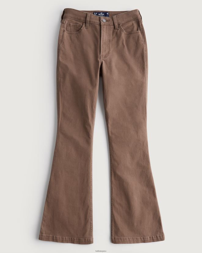 educación física Hollister pantalones acampanados de sarga de tiro alto marron oscuro 086N62617 mujer fondos