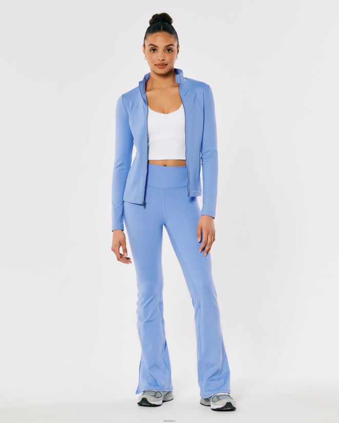educación física Hollister pantalones acampanados de tiro alto con dobladillo dividido gilly hicks active recharge azul 086N62747 mujer fondos