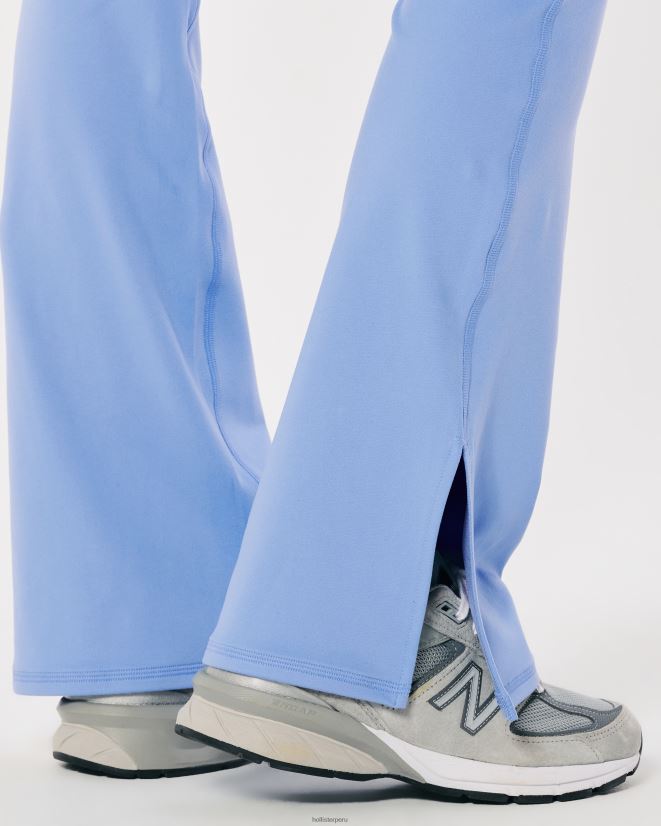 educación física Hollister pantalones acampanados de tiro alto con dobladillo dividido gilly hicks active recharge azul 086N62747 mujer fondos
