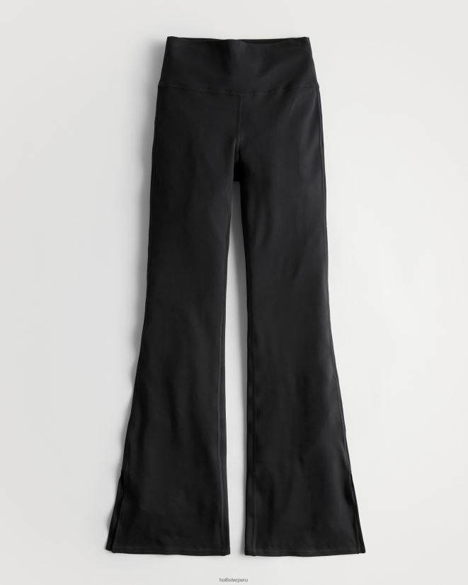 educación física Hollister pantalones acampanados de tiro alto con dobladillo dividido gilly hicks active recharge negro 086N62735 mujer fondos