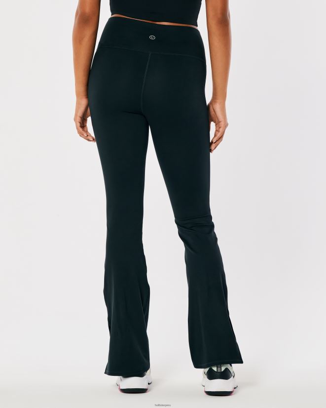 educación física Hollister pantalones acampanados de tiro alto con dobladillo dividido gilly hicks active recharge negro 086N62735 mujer fondos
