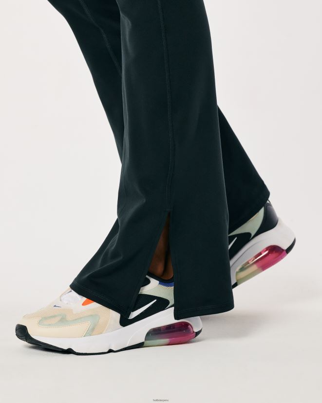 educación física Hollister pantalones acampanados de tiro alto con dobladillo dividido gilly hicks active recharge negro 086N62735 mujer fondos