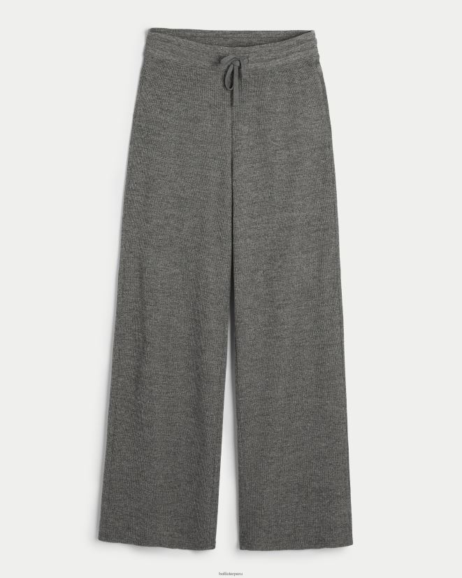 educación física Hollister pantalones anchos con microgofres gilly hicks gris jaspeado oscuro 086N62785 mujer fondos