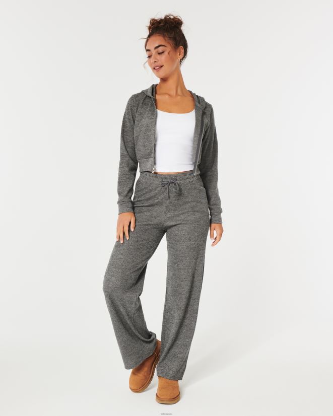 educación física Hollister pantalones anchos con microgofres gilly hicks gris jaspeado oscuro 086N62785 mujer fondos