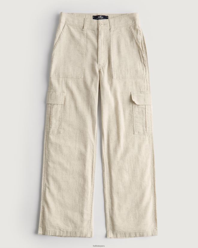 educación física Hollister pantalones cargo drapeados de tiro superalto beige 086N62473 mujer fondos