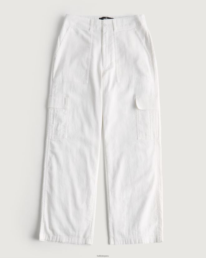 educación física Hollister pantalones cargo drapeados de tiro superalto blanco 086N62471 mujer fondos