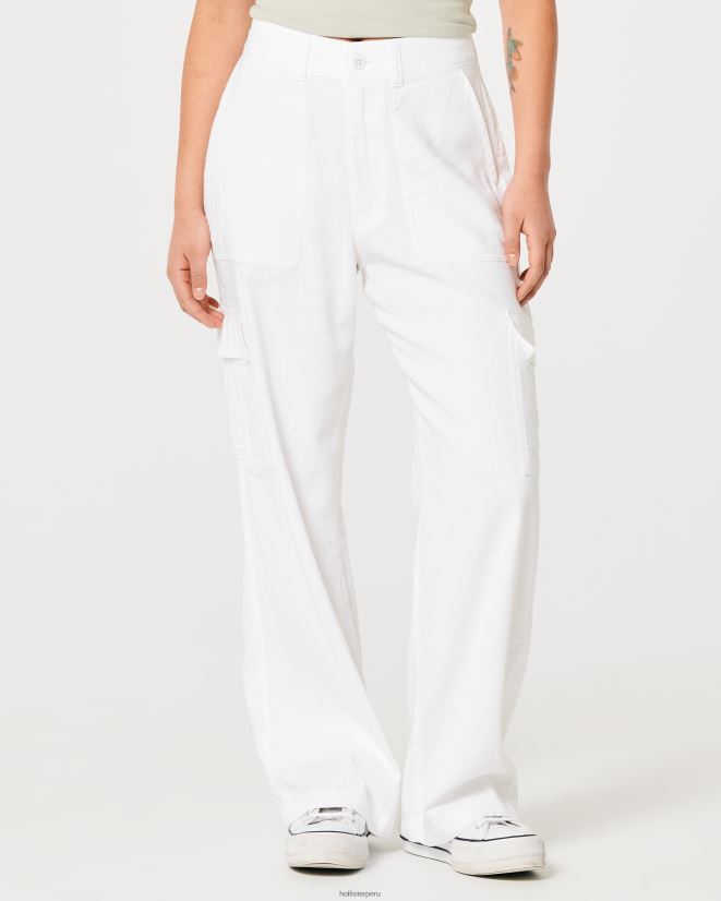 educación física Hollister pantalones cargo drapeados de tiro superalto blanco 086N62471 mujer fondos