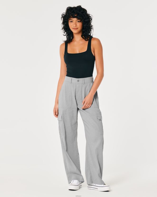 educación física Hollister pantalones cargo drapeados de tiro superalto gris 086N62475 mujer fondos