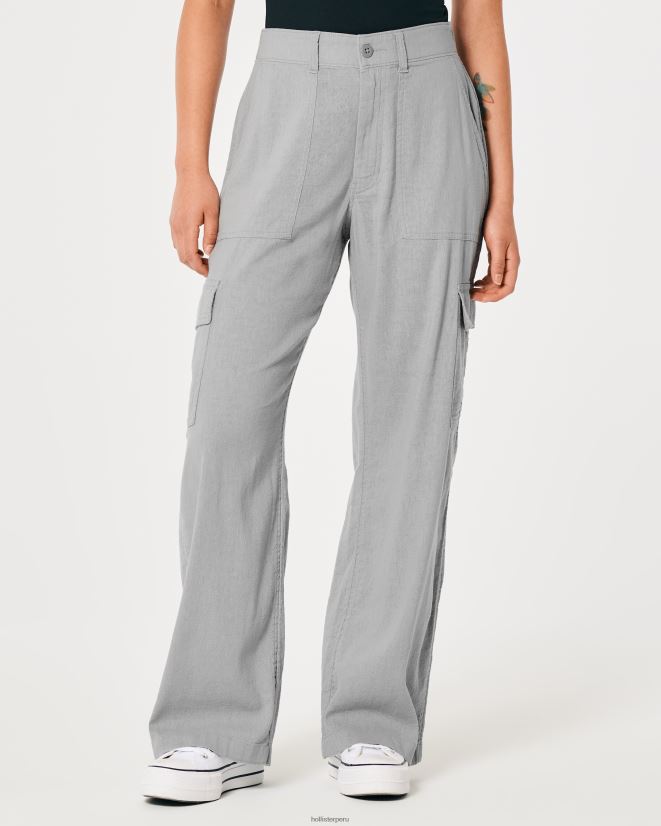 educación física Hollister pantalones cargo drapeados de tiro superalto gris 086N62475 mujer fondos