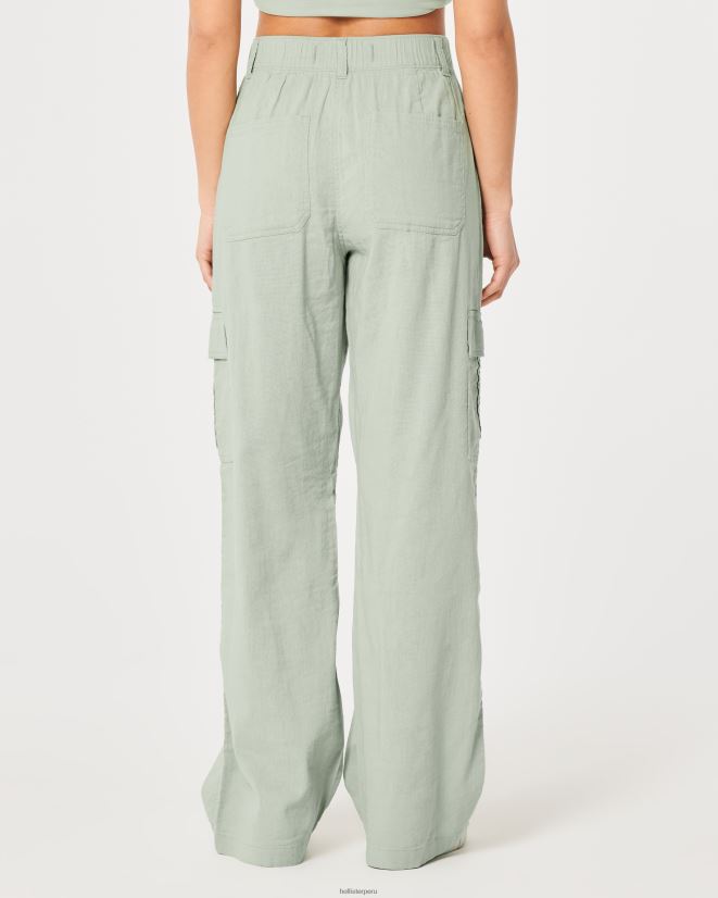 educación física Hollister pantalones cargo drapeados de tiro superalto verde salvia 086N62479 mujer fondos
