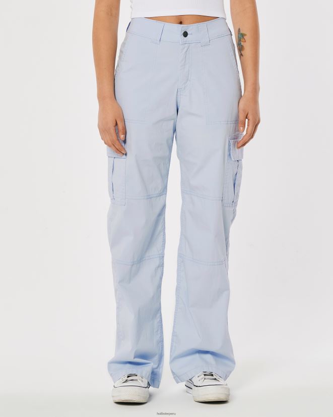 educación física Hollister pantalones cargo holgados de popelina de tiro alto azul claro 086N62519 mujer fondos