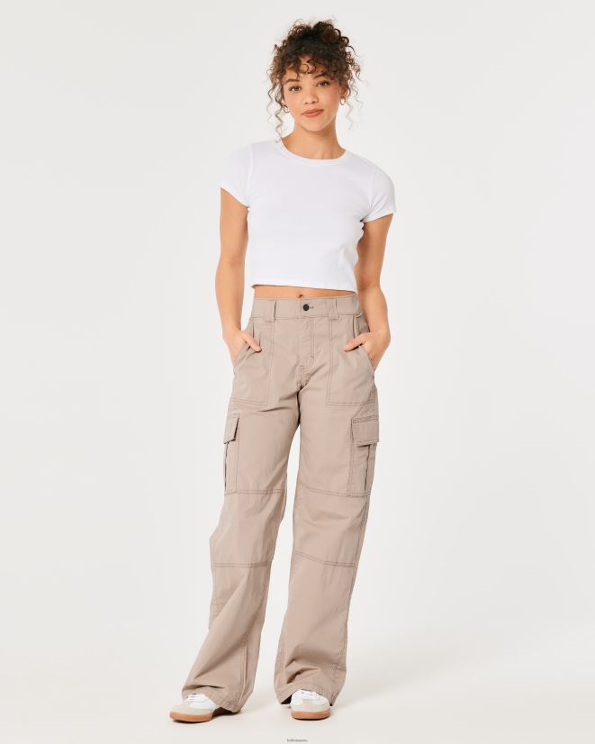 educación física Hollister pantalones cargo holgados de popelina de tiro alto caqui 086N62674 mujer fondos