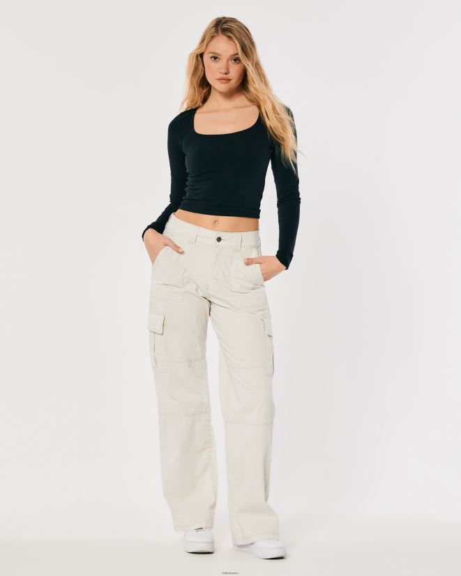 educación física Hollister pantalones cargo holgados de popelina de tiro alto crema 086N62465 mujer fondos