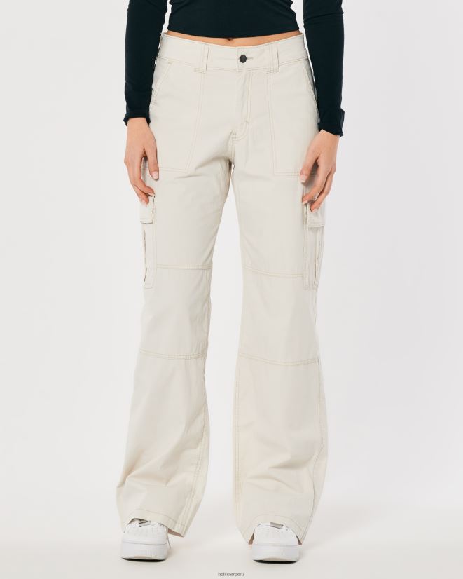 educación física Hollister pantalones cargo holgados de popelina de tiro alto crema 086N62465 mujer fondos