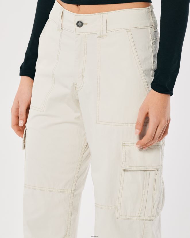 educación física Hollister pantalones cargo holgados de popelina de tiro alto crema 086N62465 mujer fondos
