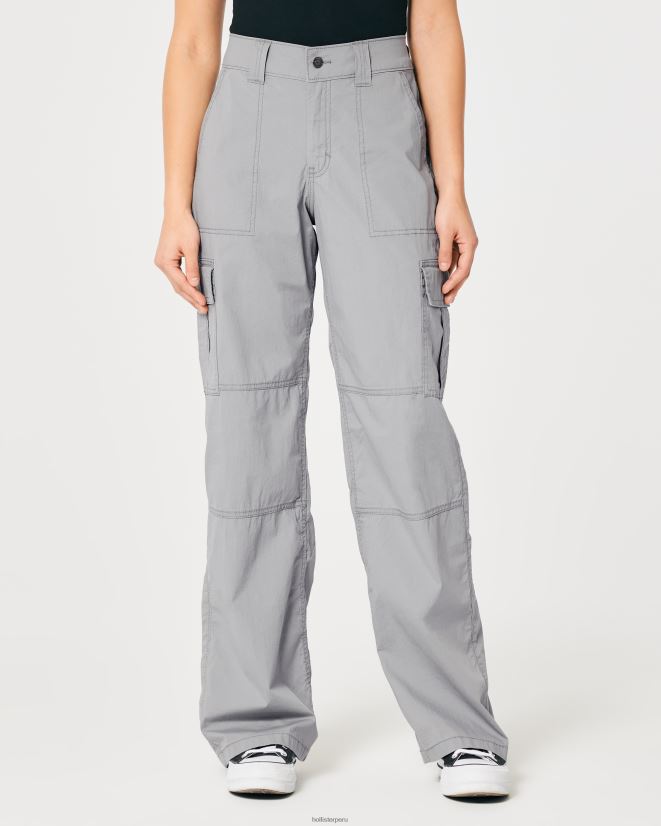 educación física Hollister pantalones cargo holgados de popelina de tiro alto gris 086N62569 mujer fondos