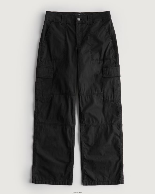 educación física Hollister pantalones cargo holgados de popelina de tiro alto negro 086N62489 mujer fondos