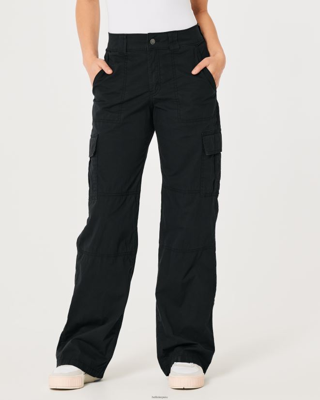 educación física Hollister pantalones cargo holgados de popelina de tiro alto negro 086N62489 mujer fondos