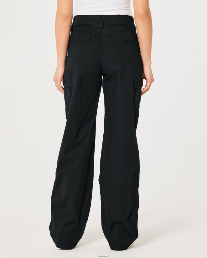 educación física Hollister pantalones cargo holgados de popelina de tiro alto negro 086N62489 mujer fondos