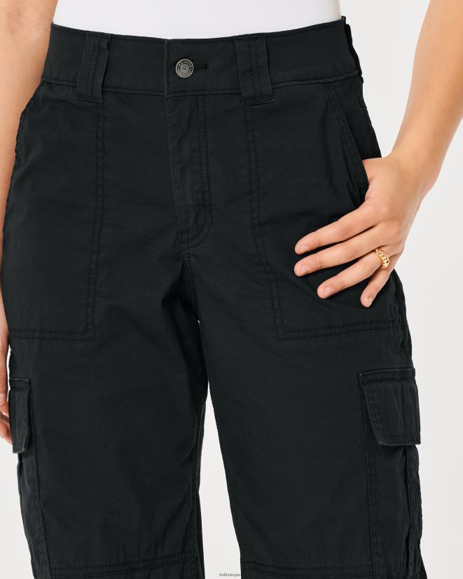 educación física Hollister pantalones cargo holgados de popelina de tiro alto negro 086N62489 mujer fondos
