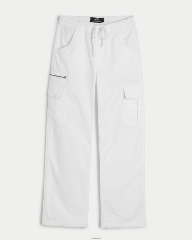 educación física Hollister pantalones cargo tipo paracaídas con tiro ajustable blanco 086N62579 mujer fondos