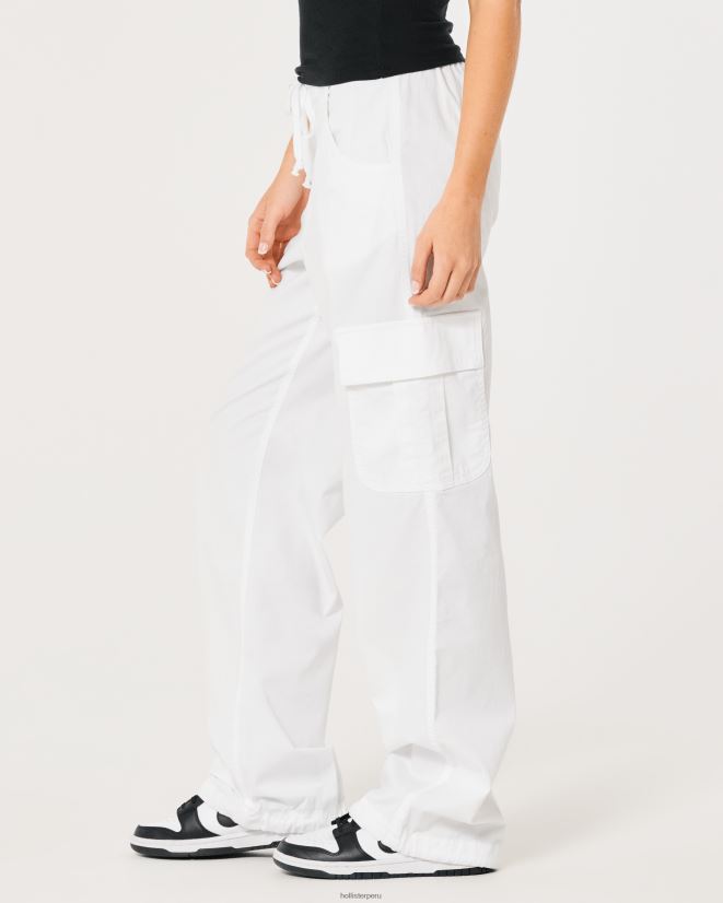 educación física Hollister pantalones cargo tipo paracaídas con tiro ajustable blanco 086N62579 mujer fondos