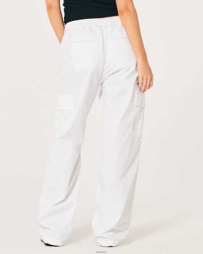 educación física Hollister pantalones cargo tipo paracaídas con tiro ajustable blanco 086N62579 mujer fondos