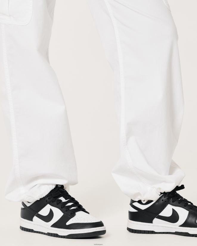educación física Hollister pantalones cargo tipo paracaídas con tiro ajustable blanco 086N62579 mujer fondos