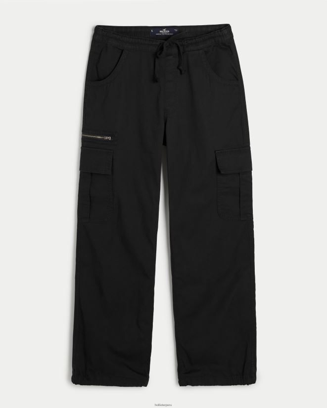 educación física Hollister pantalones cargo tipo paracaídas con tiro ajustable negro 086N62503 mujer fondos