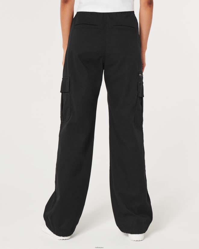 educación física Hollister pantalones cargo tipo paracaídas con tiro ajustable negro 086N62503 mujer fondos