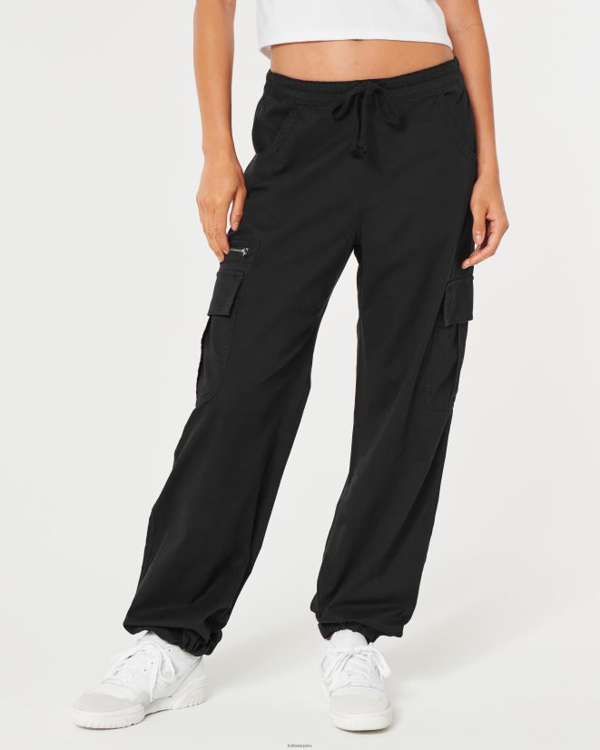 educación física Hollister pantalones cargo tipo paracaídas con tiro ajustable negro 086N62503 mujer fondos