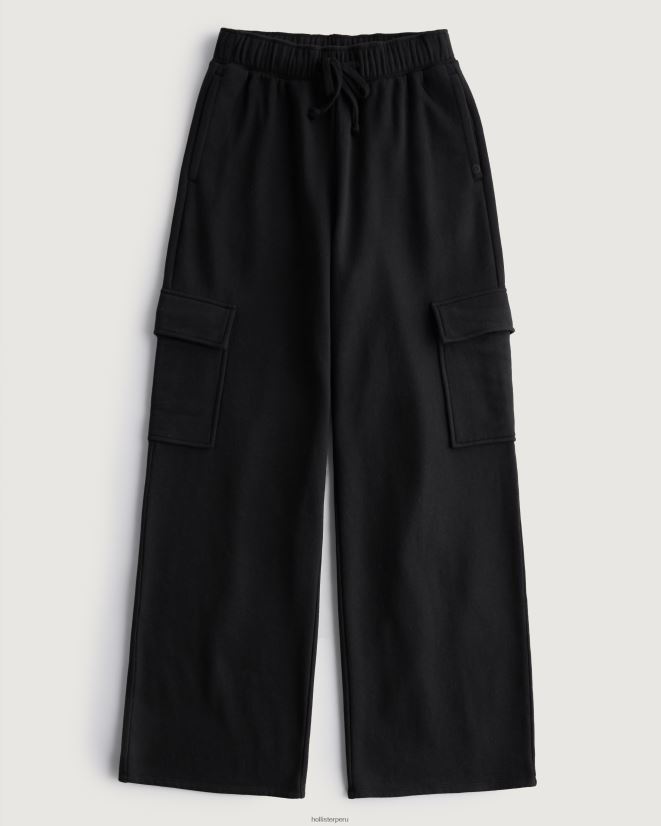 educación física Hollister pantalones de chándal cargo de pernera ancha Gilly Hicks Active negro 086N62619 mujer fondos