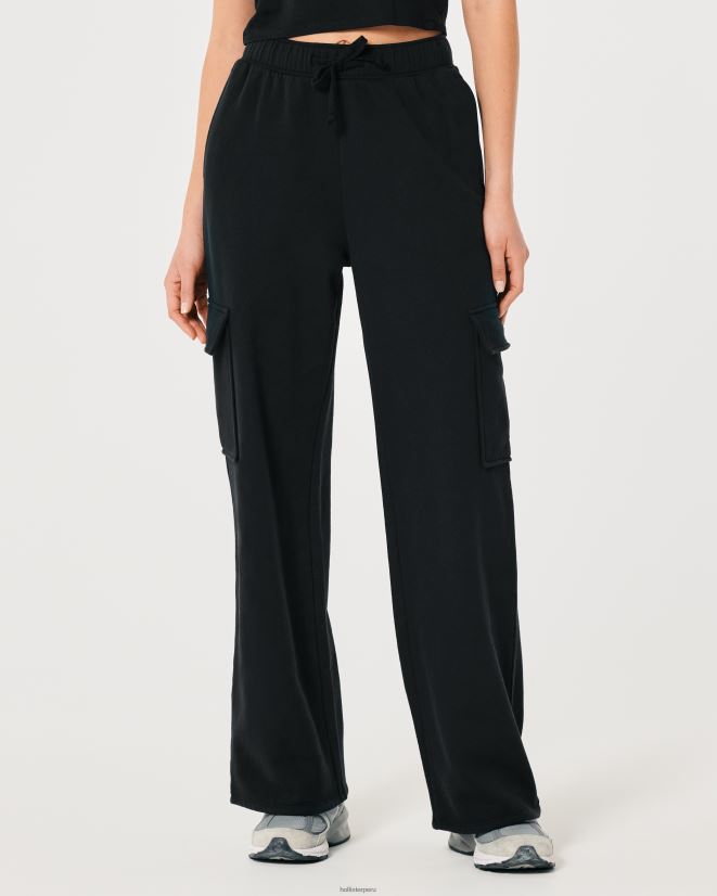 educación física Hollister pantalones de chándal cargo de pernera ancha Gilly Hicks Active negro 086N62619 mujer fondos
