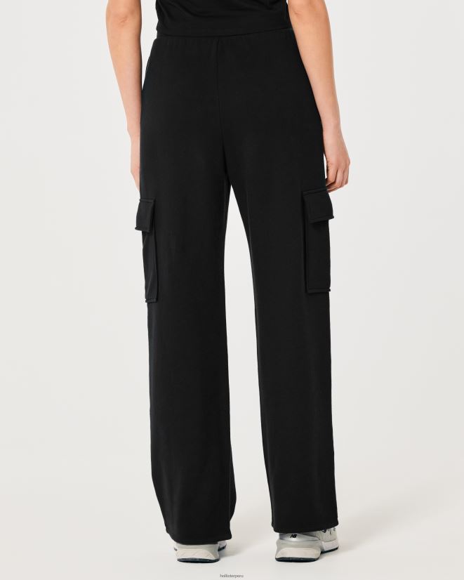 educación física Hollister pantalones de chándal cargo de pernera ancha Gilly Hicks Active negro 086N62619 mujer fondos