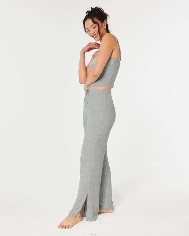 educación física Hollister pantalones de dormir de pernera ancha de canalé gilly hicks gris claro 086N62697 mujer fondos