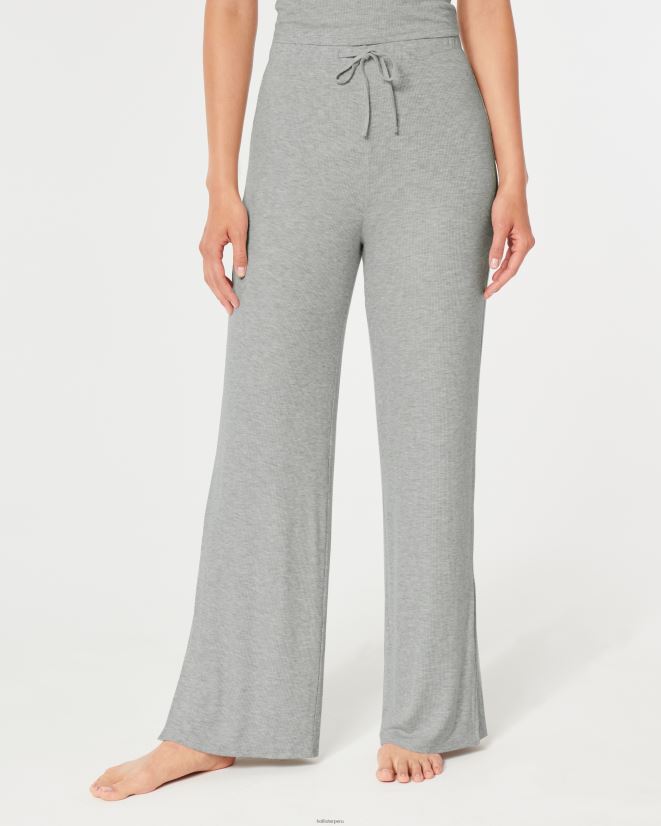 educación física Hollister pantalones de dormir de pernera ancha de canalé gilly hicks gris claro 086N62697 mujer fondos